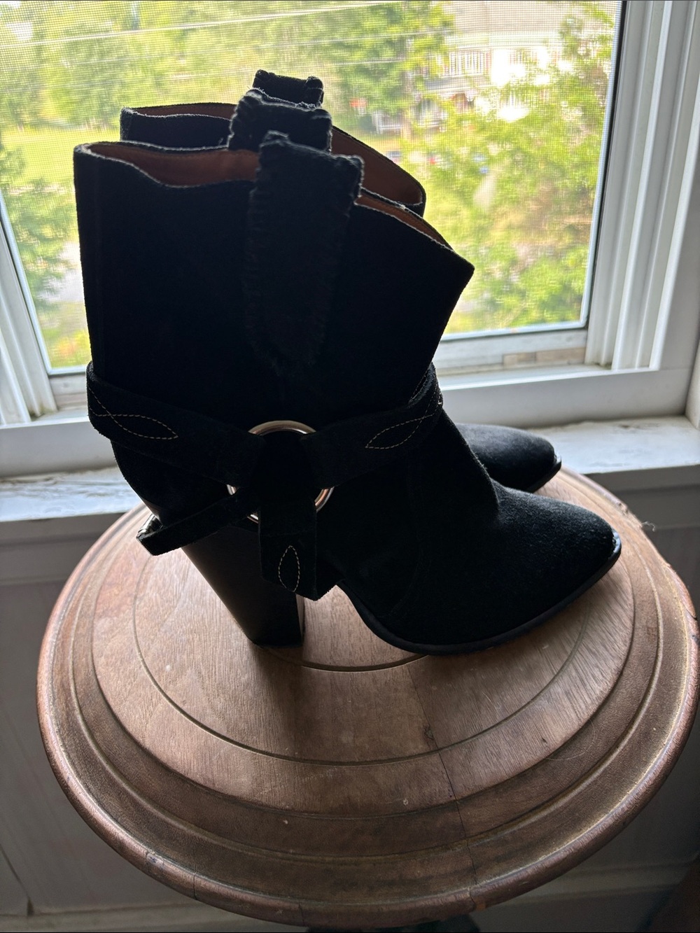 Isabel Marant Black Suede Ankle Boots with Ring Detail - Women Size 39/9
